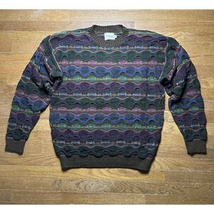 Vintage Essay Linda Larson Coogi Style 3D Knit Sweater Size Large Made In USA
